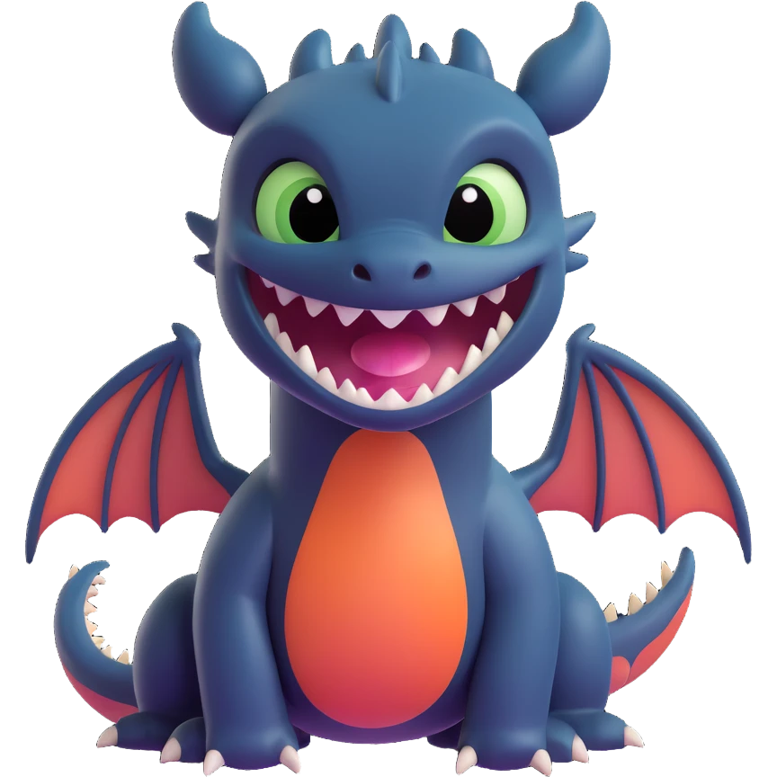 Toothless dragon inspired by How to Train Your Dragon, cute and expressive, laughing face, perfect for Twitch emoji emoji