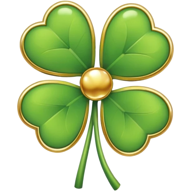 Gold outline and white four leaf clover emoji  emoji