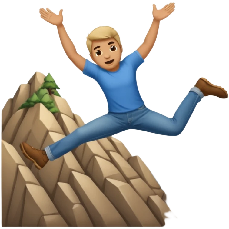 apple style emoji of a man tumbling head over heels down past a mountain emoji