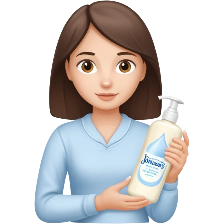 Girl holding johnson baby body lotion emoji