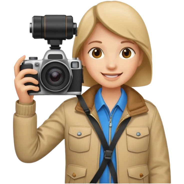 a tourist in europe holding a camera not wearing khaki emoji