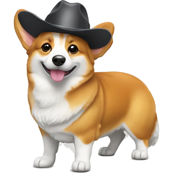 corgi avec un chapeau emoji