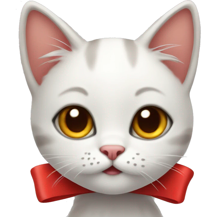 Cute cat with red Bow emoji