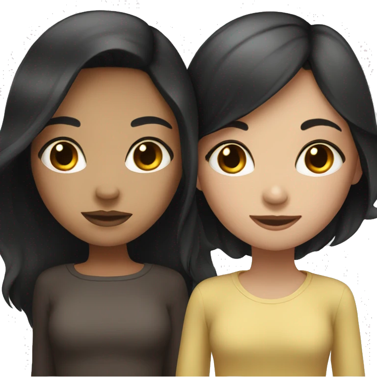 black haired girl with dark brown haired girl  emoji
