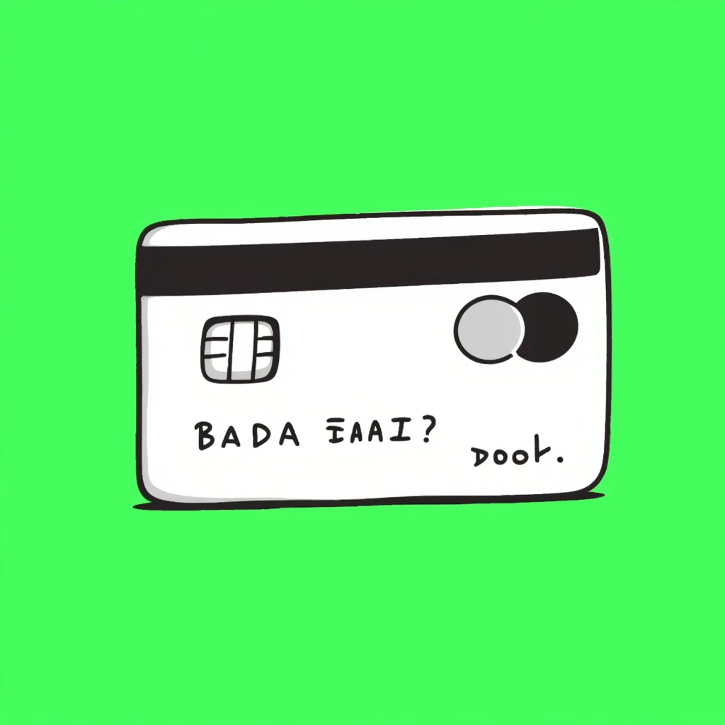 A bank card with a green background emoji