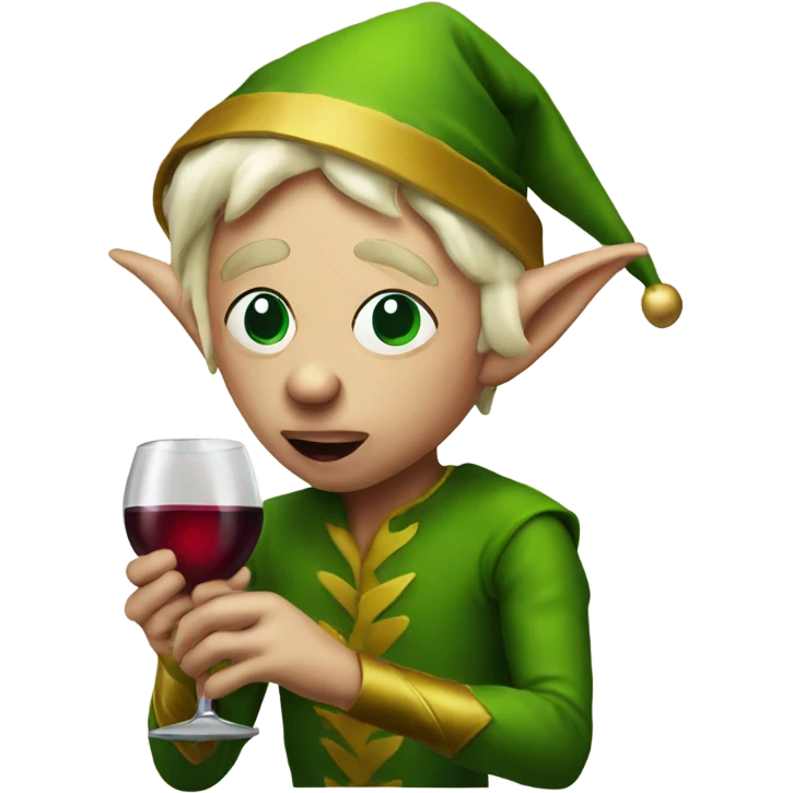 Upset elf drinking wine emoji