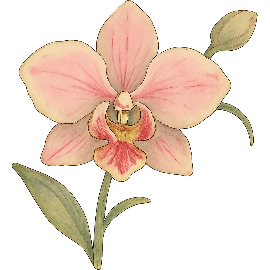 ghibli style orchid flower illustration emoji