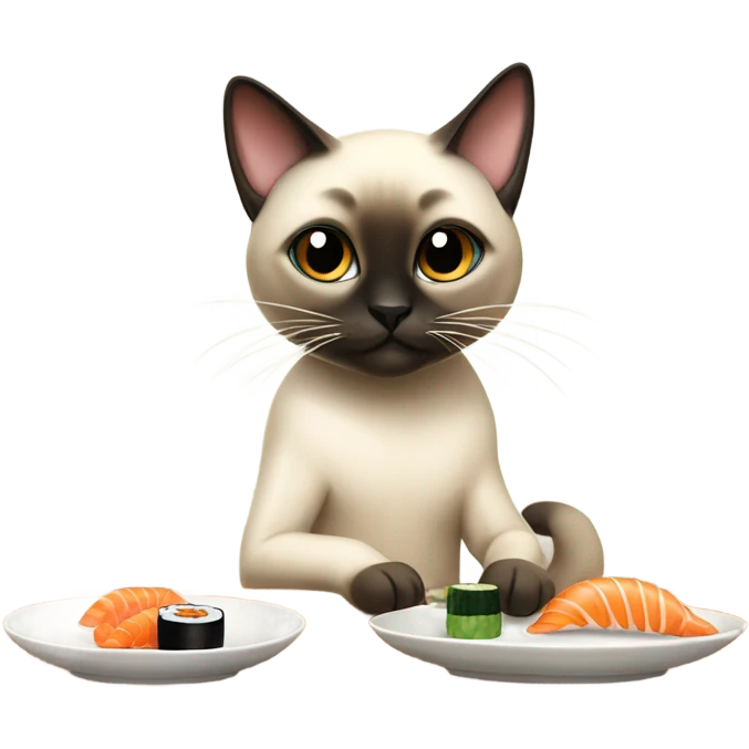 Siamese cat eating sushi emoji