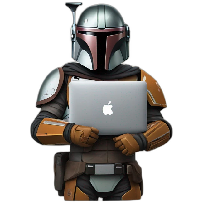 mandalorian with macbook emoji