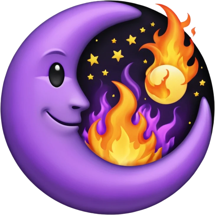purple and black fire with a moon inside emoji