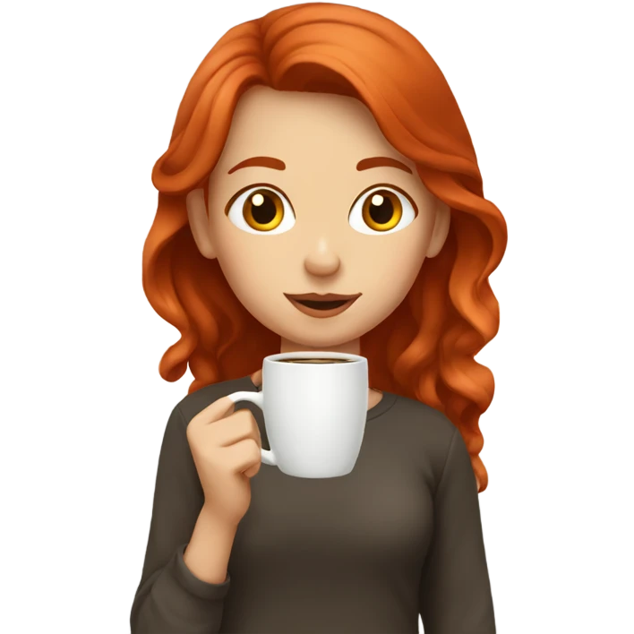 red head girl drinking coffee emoji