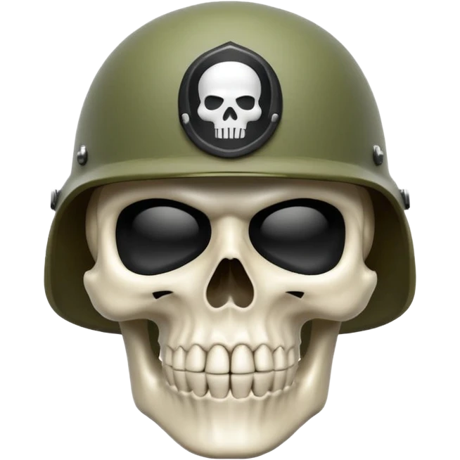 A bold emoji-style skull white with a hand sushing wearing a realistic army helmet, . Clean vector style, high contrast, centered composition, modern emoji aesthetic, detailed helmet texture, confident and intense expression, 3D glossy finish, high resolution , no body , emoji