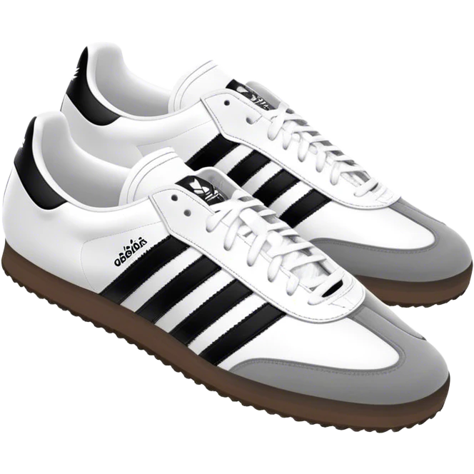 A pair of Adidas samba shoes in the color black and white emoji