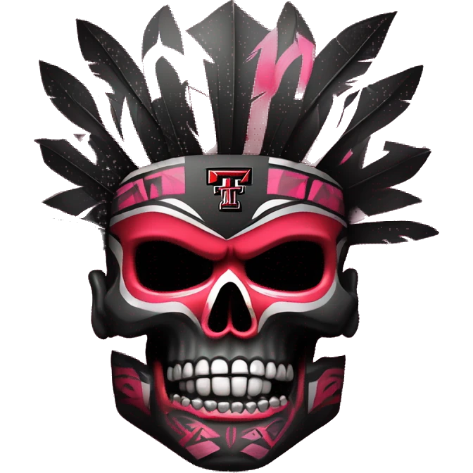  detailed tribal artwork background Texas tech logo multi dimensional red black warrior skull pink Mohawk  emoji