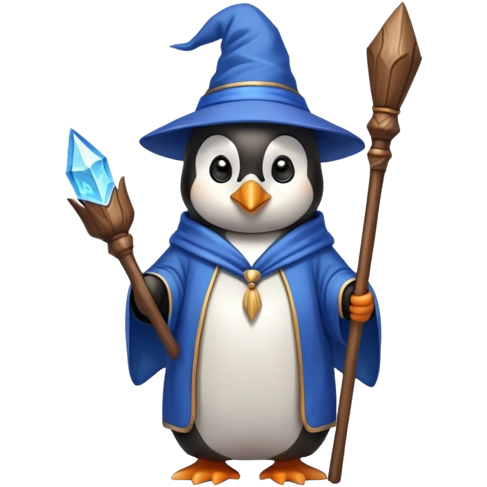 penguin wizard holding a staff emoji