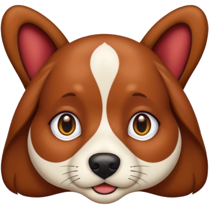 Dark red brown dog with honey brown eyes half floppy ears  emoji