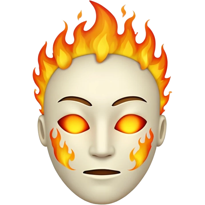 completely featureless head with fire, no eyes, no nose, no mouth, blank face emoji