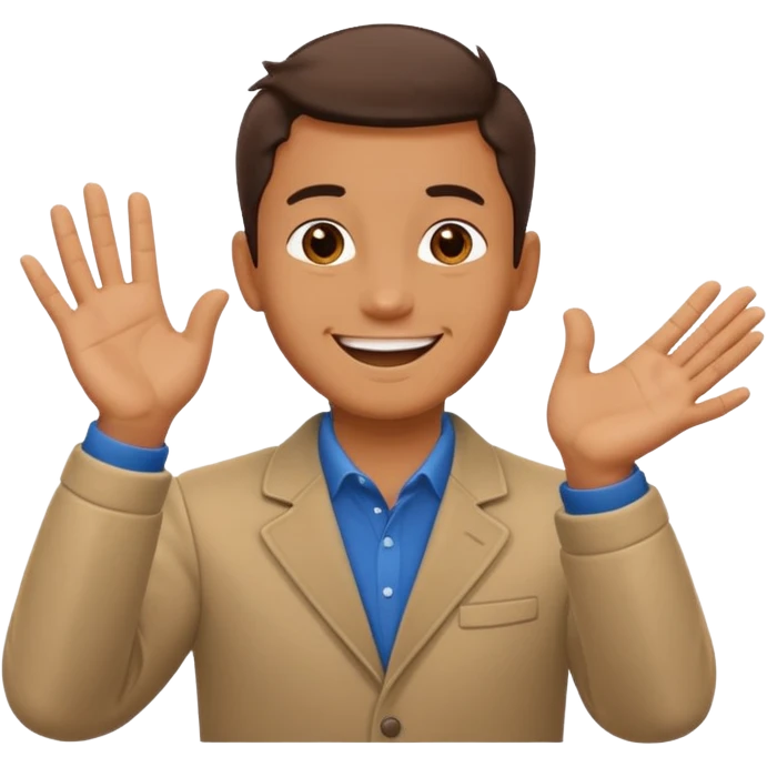 clap hand with men head in between emoji