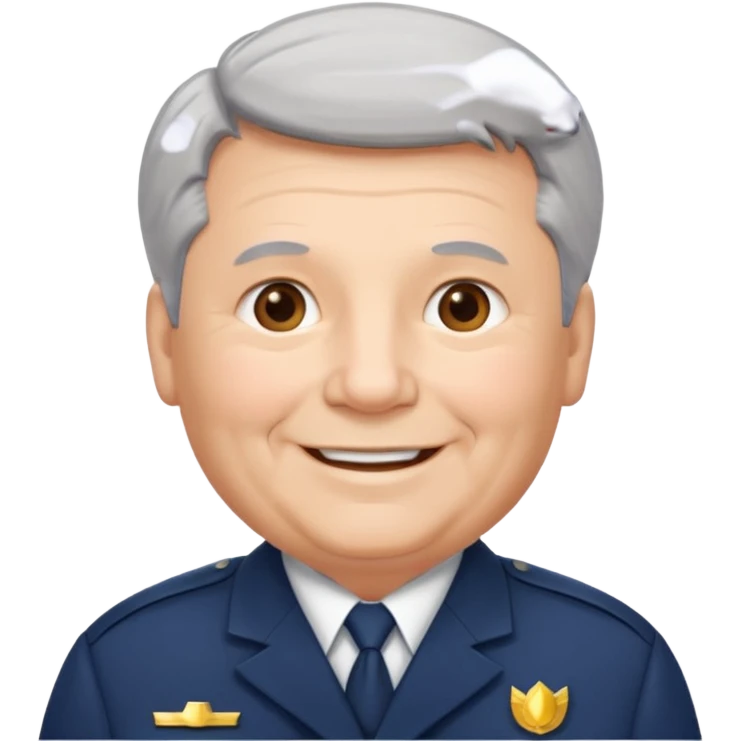 Older Male: gray hair at sides, slight wrinkles, wearing uniform, lightly obesity emoji