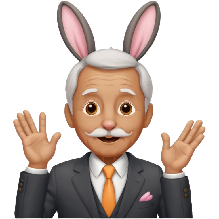 old man with bunny ears emoji
