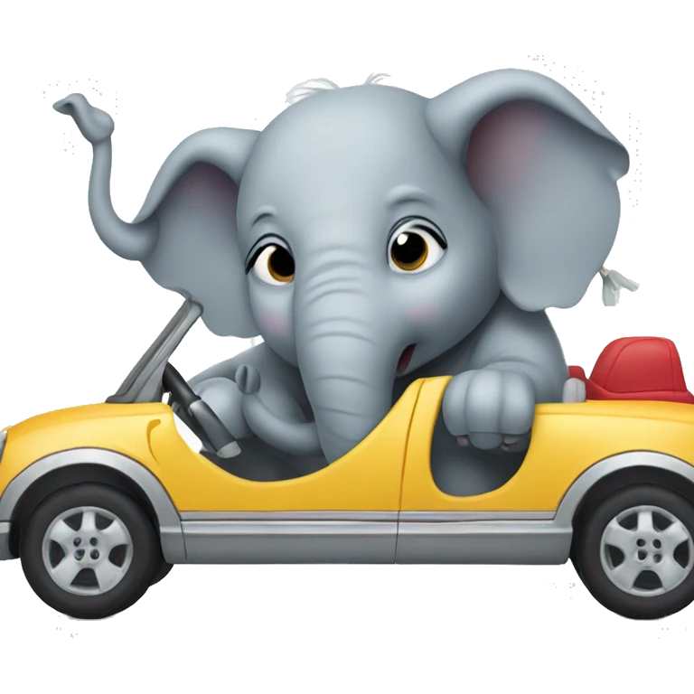 Elephant driving a car emoji