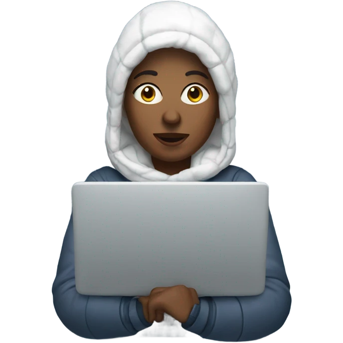White woman teleworking in the snow emoji