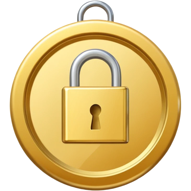 a gold medal with ONLY ONE lock engraved on it emoji