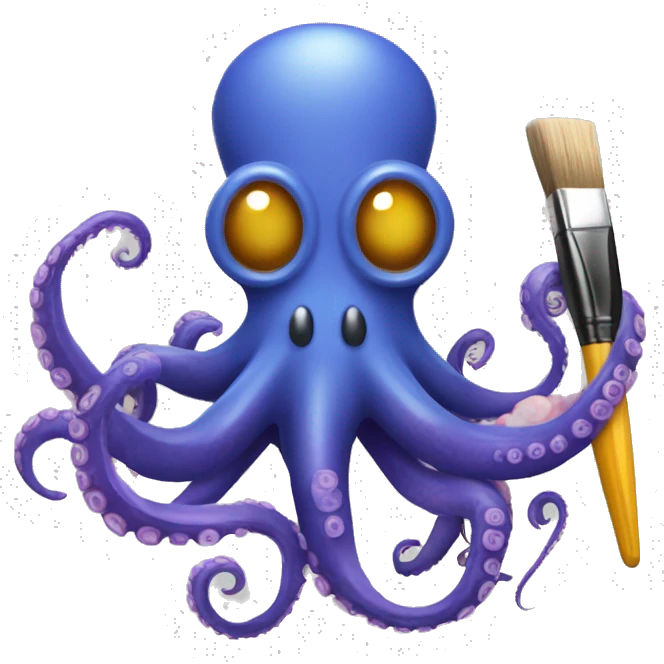 An octopus holding a paintbrush in one tentacle emoji