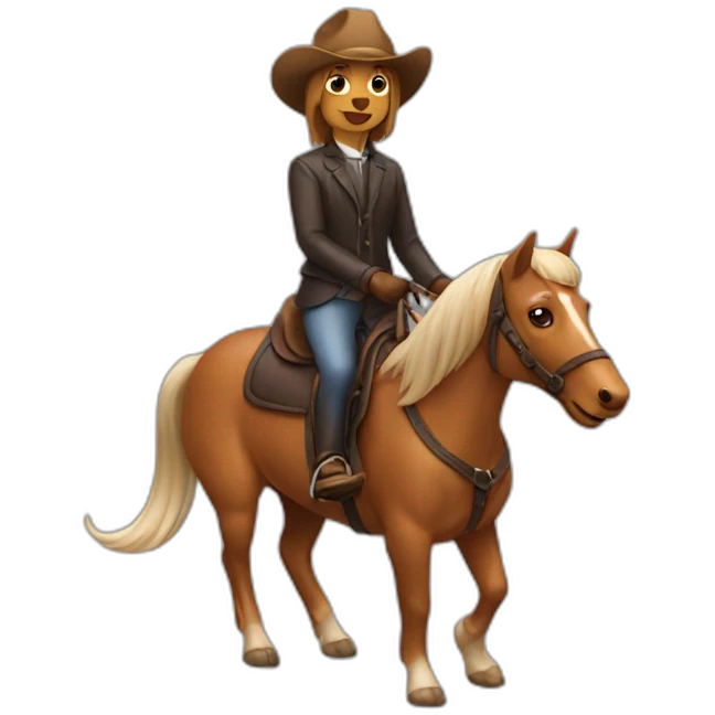 a dachshund riding a horse emoji