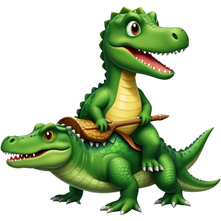 Dinosaur riding alligator  emoji