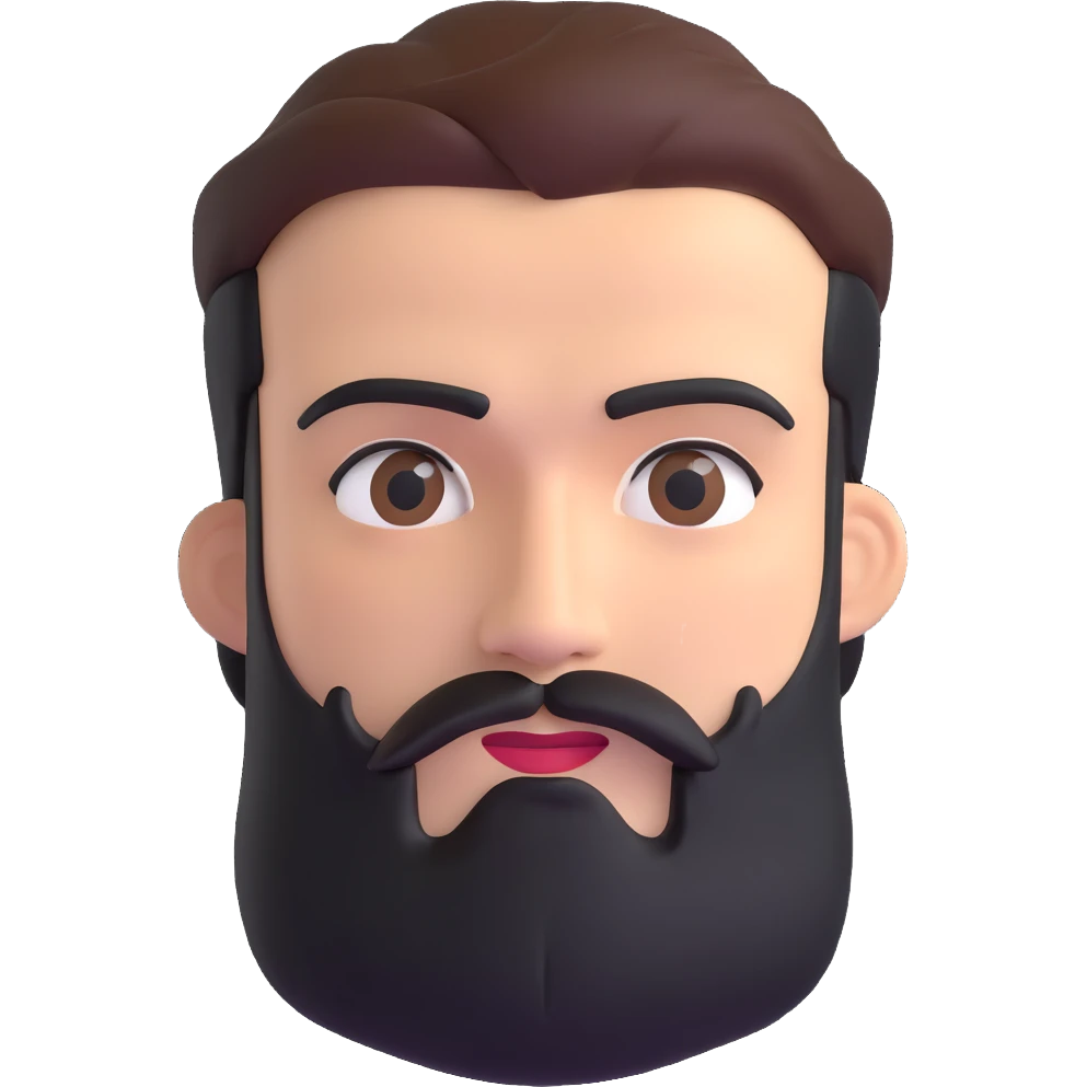 3d male character with moderate beard and unibrow emoji