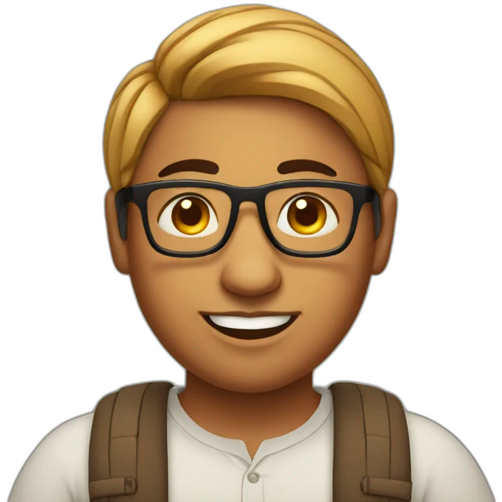 Fat androgynous Indian person with short hair braces and glasses emoji