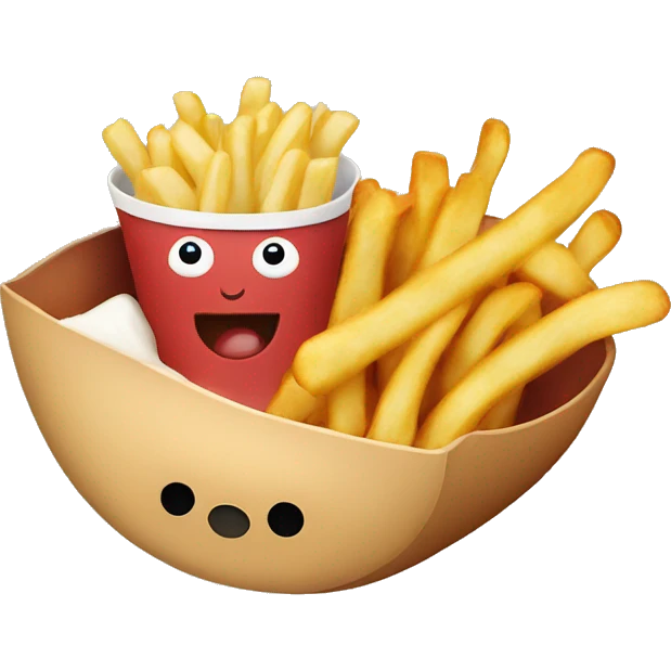 french fries with hotdog in bowl emoji