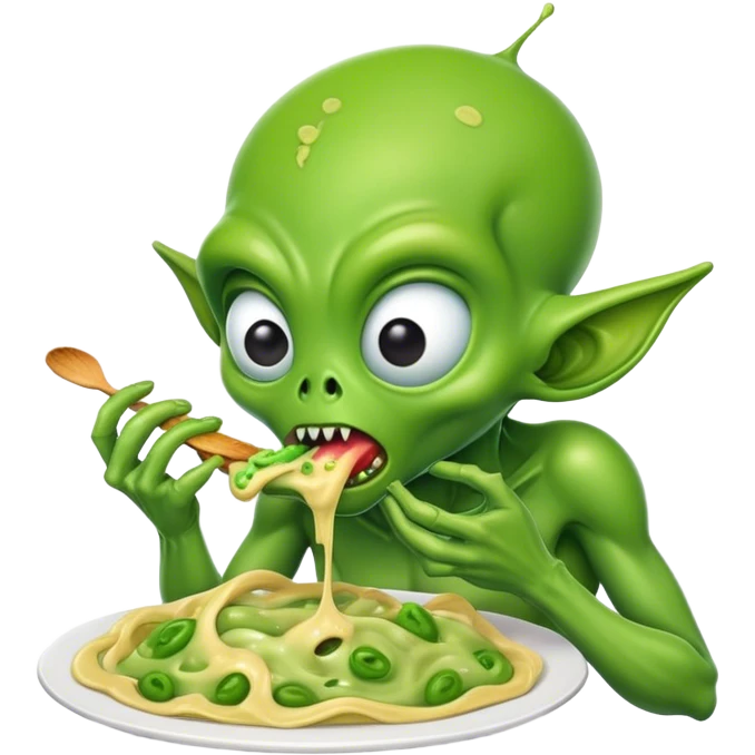 alien eating messy emoji