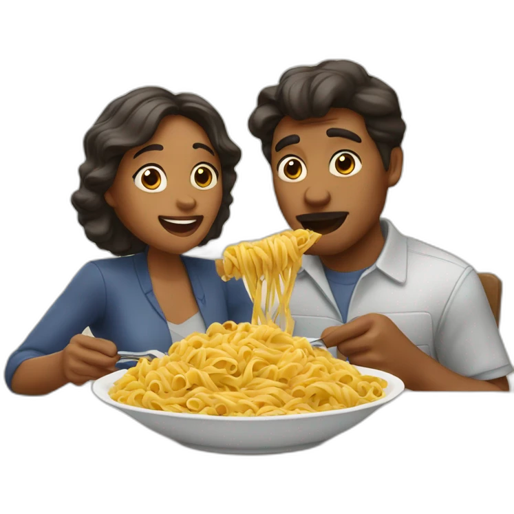 couple eating pasta like lady and the tramp emoji