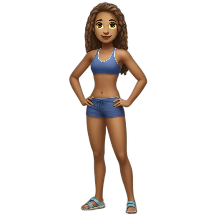 realistic beachvolley girl full body posing with separated legs emoji