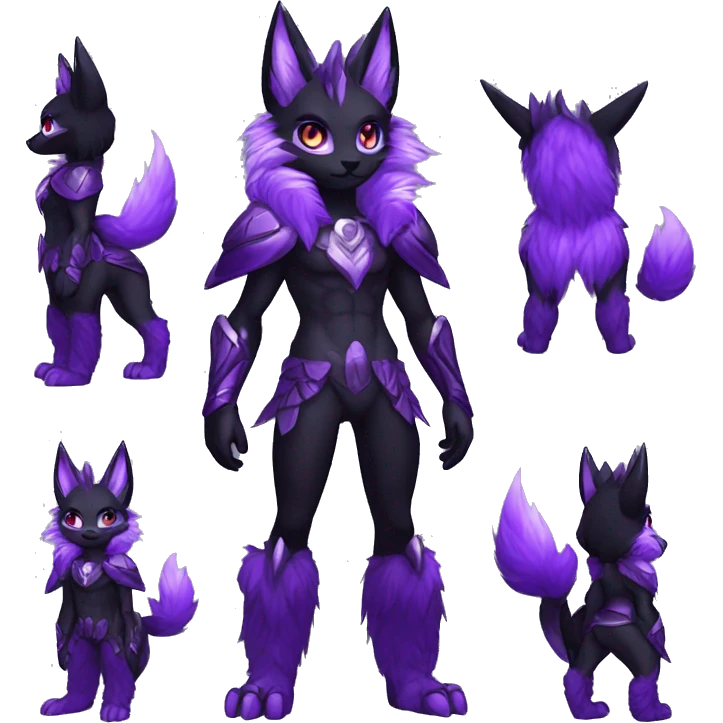 Anthro-Edgy-Cool-Black-Purple-Contrast-Colors-Fantasy-Fur-Sona-Chibi-Shiny-Fakémon-Hybrid full body emoji