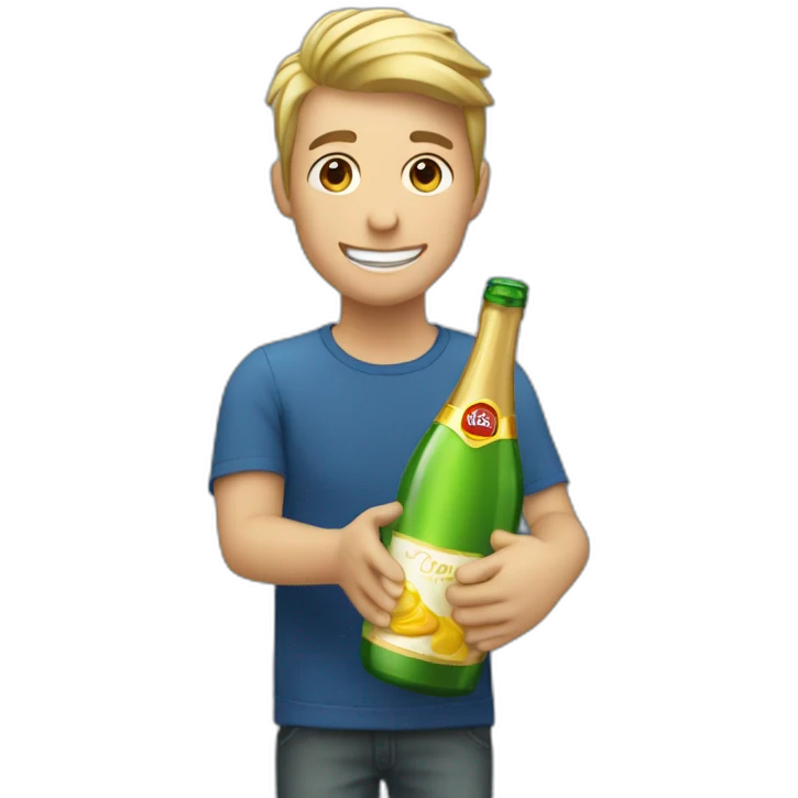 Persona celebrando con botella de champán  emoji