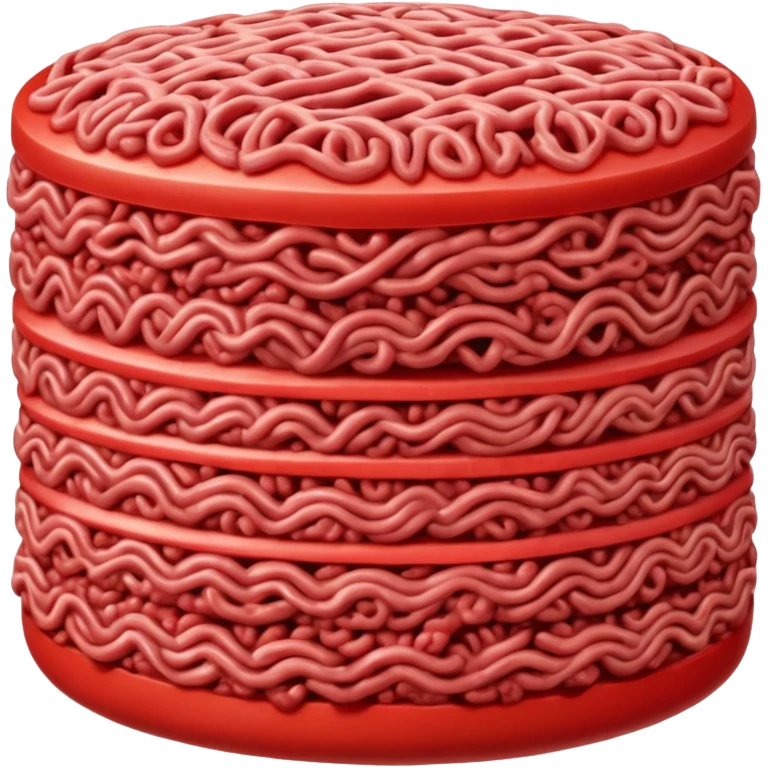 ground beef, raw, vivid red, dense compact, visible strands, moist fresh, no patty, no garnish, herbs, plate, or extras, soft lighting, emoji scale emoji