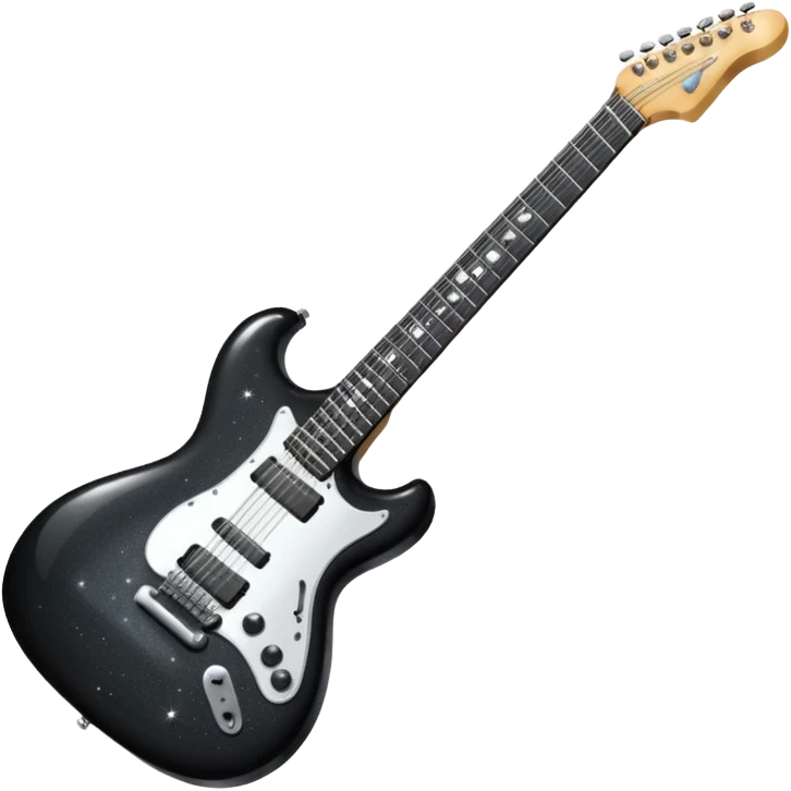 a very sparkly black electric guitar emoji
