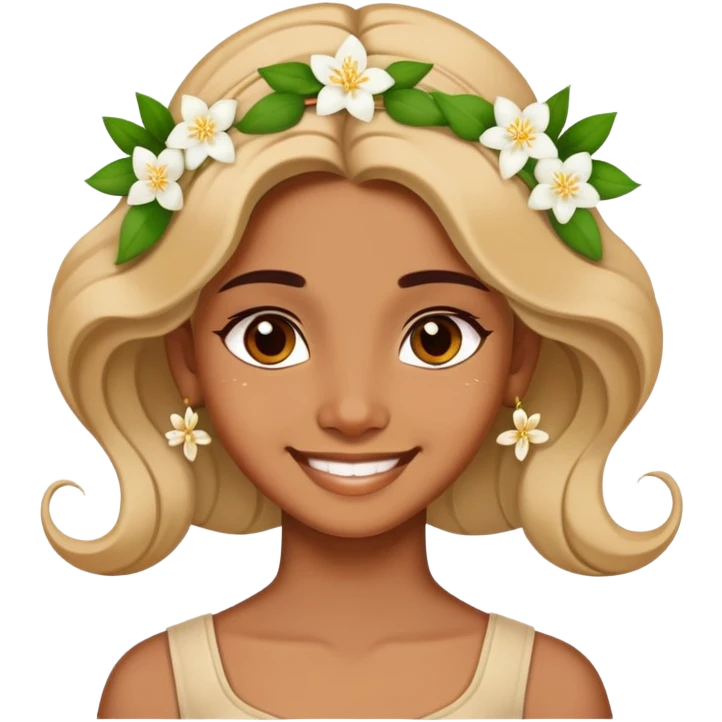 Tamil girl smiling with jasmine flowers in hair emoji