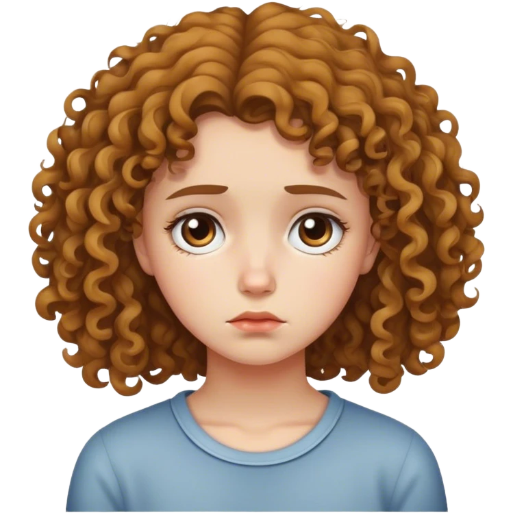 sad girl with a bit curly hair  emoji