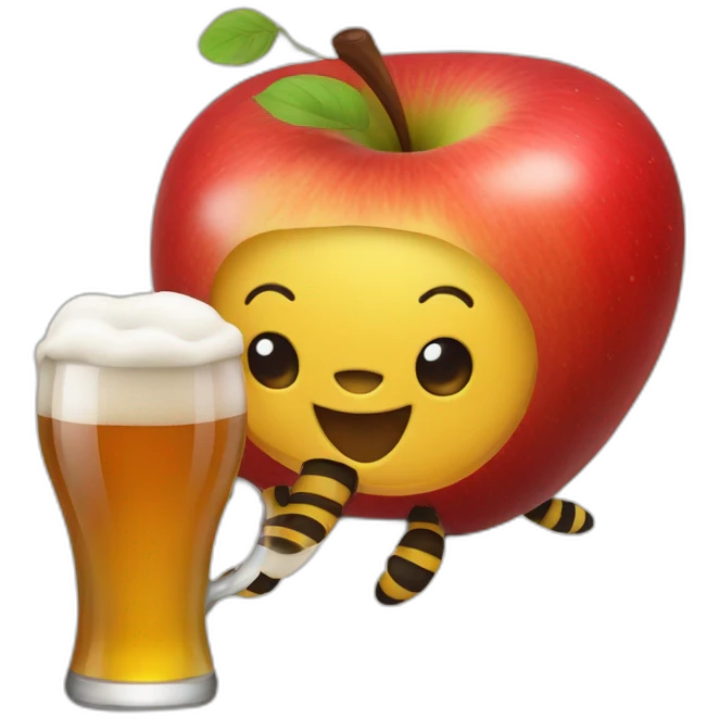 Apple emoji bee with beer emoji