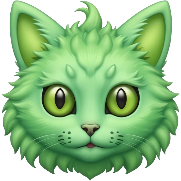 I want a cute fluffy green cat with alien eyes and alien antennas emoji
