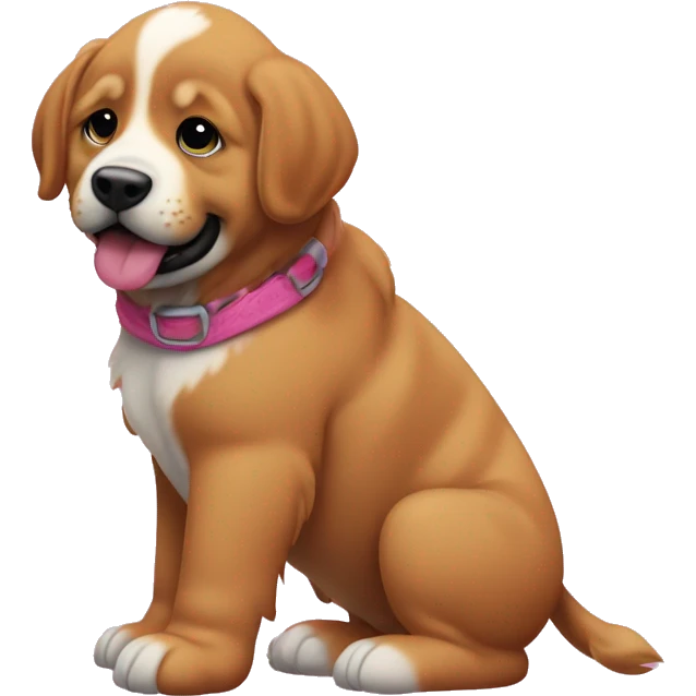 Baby gronk rizzing up a  Tibetan Mastiff pink emoji