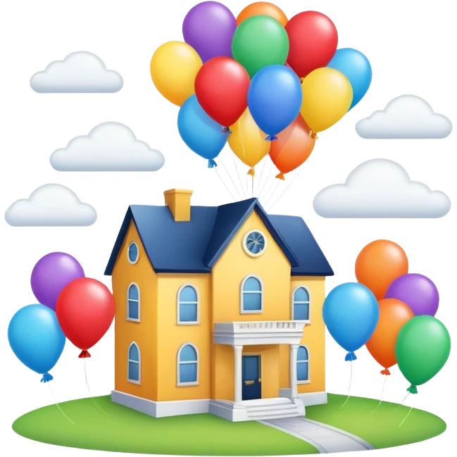 beije house flying with baloons emoji