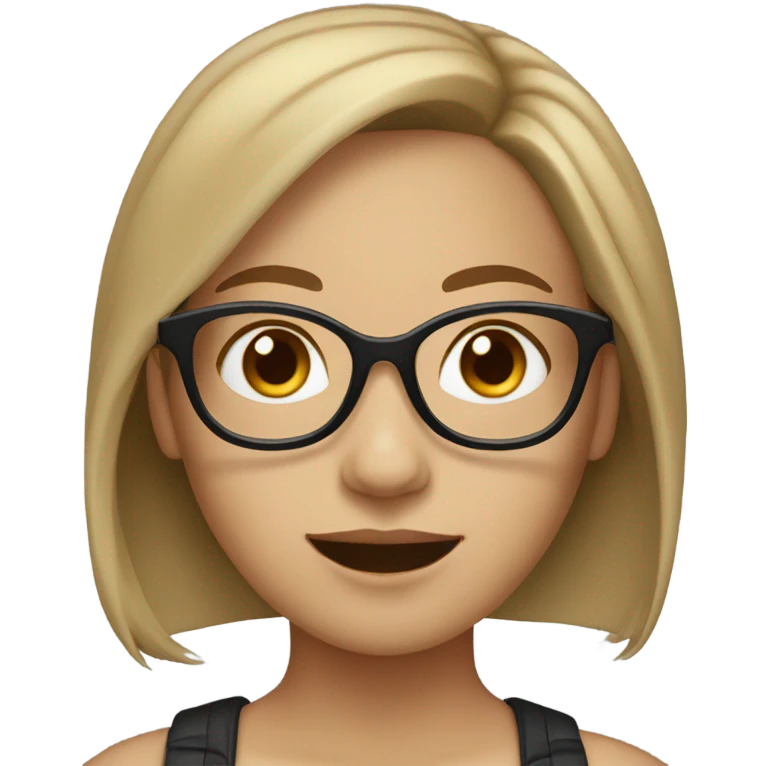 light skinned girl with black glasses and light brown hair emoji