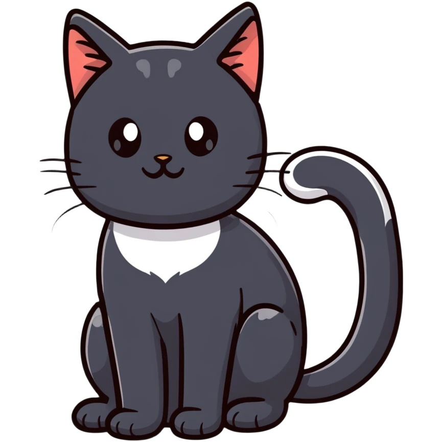 Black cat with white tipped tail emoji