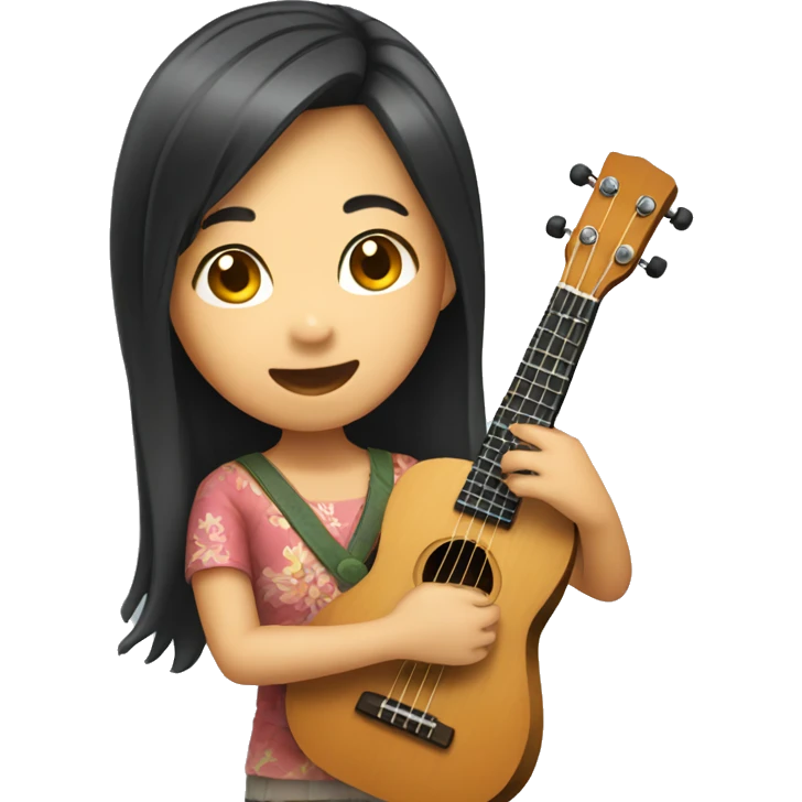 Asian Girl playing ukulele  emoji