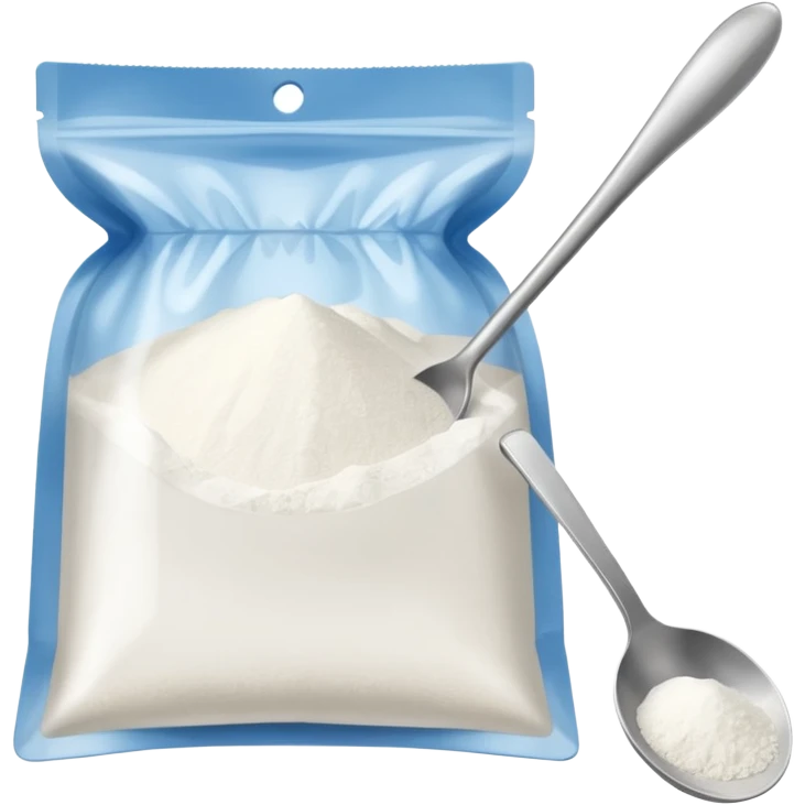 Little ziploc bag of white powder and a spoon emoji